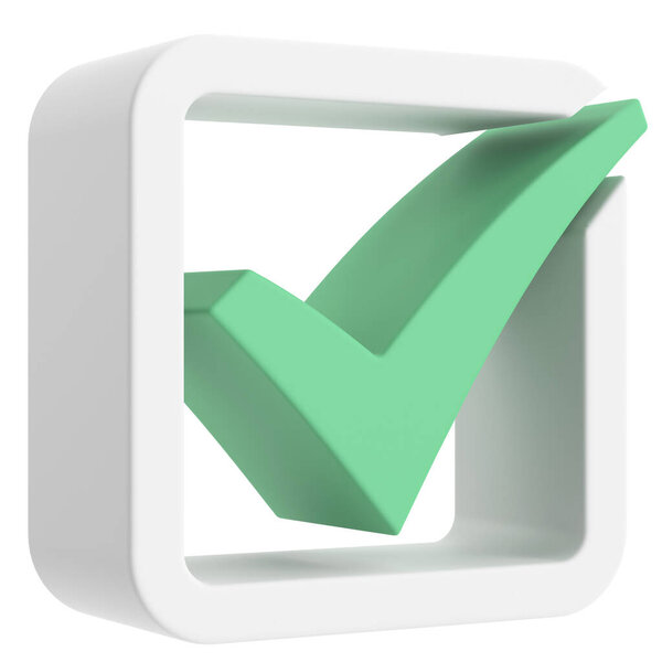 3D checkbox. Check mark. 3D illustration.