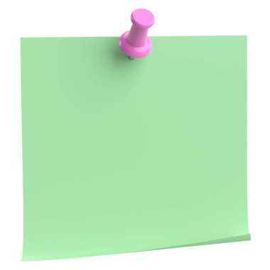 Üç boyutlu not kağıdı. Yapışkan bir not. 3B illüstrasyon.