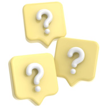 Soru işareti işareti. 3B illüstrasyon.