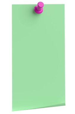 Üç boyutlu not kağıdı. Yapışkan bir not. 3B illüstrasyon.