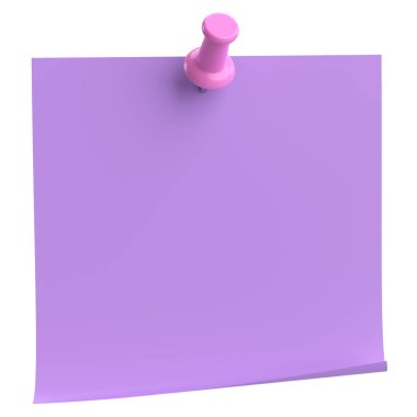 Üç boyutlu not kağıdı. Yapışkan bir not. 3B illüstrasyon.
