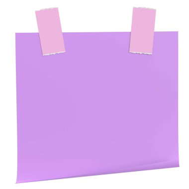 Üç boyutlu not kağıdı. Yapışkan bir not. 3B illüstrasyon.