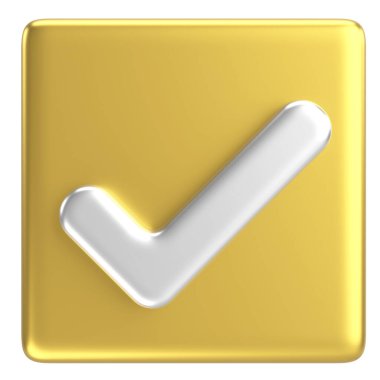 3 boyutlu onay kutusu. İşaretle. 3B illüstrasyon.