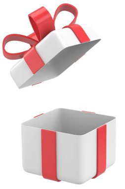 Hediye Kutusu açıldı. Üç boyutlu hediye kutusu. 3B illüstrasyon.