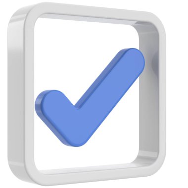 3 boyutlu onay kutusu. İşaretle. 3B illüstrasyon.