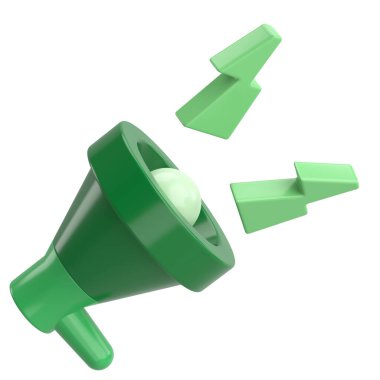 Üç boyutlu megafon. Duyuru simgesi. 3B illüstrasyon.