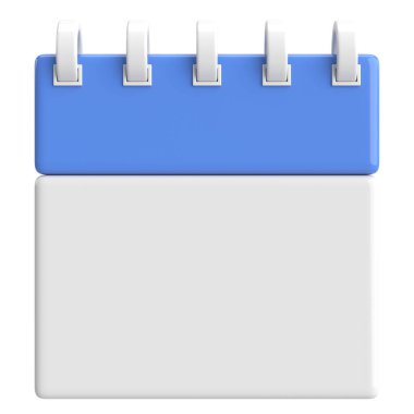 Boş takvim. Üç boyutlu takvim. 3B illüstrasyon.