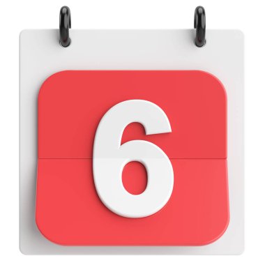 Altıncı. Ayın altıncı günü. Takvim. 3B illüstrasyon.