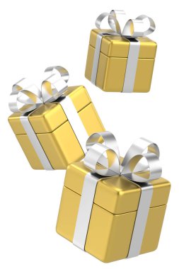 Üç boyutlu hediye kutusu. 3B illüstrasyon.