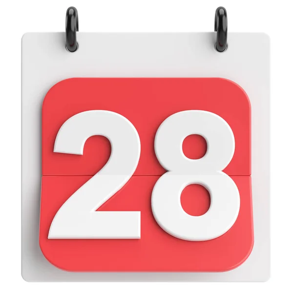 28号每个月的第28天日历 3D插图 — 图库照片