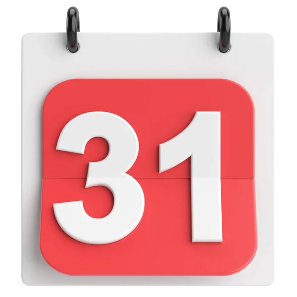 31号每个月的第三十一届会议日历 3D插图 — 图库照片