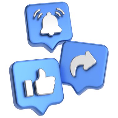 Paylaşım ve abone simgeleri gibi. 3D simge. Paylaşım ve üyelik simgeleri gibi. 3 Boyutlu simge.