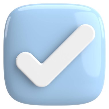 3 boyutlu onay kutusu. İşaretle. 3B illüstrasyon.