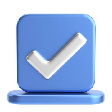 3 boyutlu onay kutusu. İşaretle. 3B illüstrasyon.