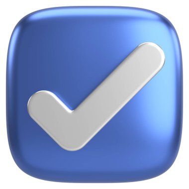 3 boyutlu onay kutusu. İşaretle. 3B illüstrasyon.