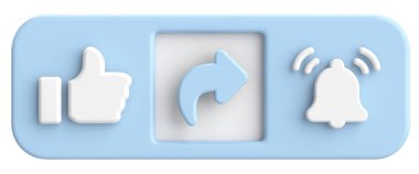 Üye olma düğmesini paylaşmak gibi. 3B illüstrasyon.