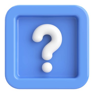 Soru işareti işareti. 3B illüstrasyon.