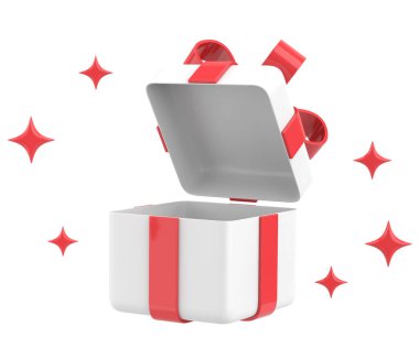 Hediye Kutusu açıldı. Üç boyutlu hediye kutusu. 3B illüstrasyon.