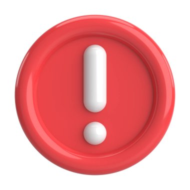 Uyarı işareti. Ünlem işareti. 3B illüstrasyon.