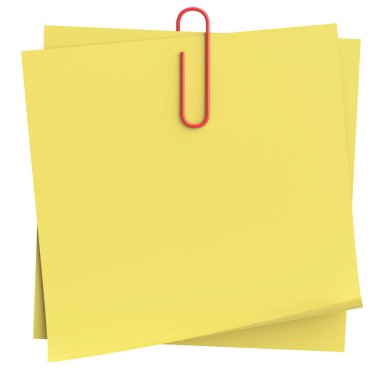 3D note paper. Sticky note. 3D illustration. clipart