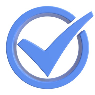 3 boyutlu onay kutusu. İşaretle. 3B illüstrasyon.