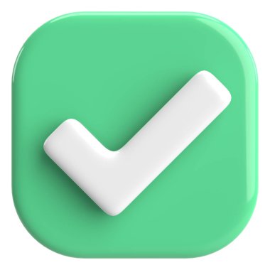 3 boyutlu onay kutusu. İşaretle. 3B illüstrasyon.