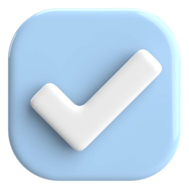 3 boyutlu onay kutusu. İşaretle. 3B illüstrasyon.