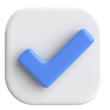 3 boyutlu onay kutusu. İşaretle. 3B illüstrasyon.