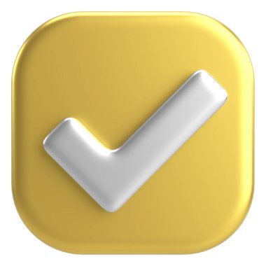 3 boyutlu onay kutusu. İşaretle. 3B illüstrasyon.