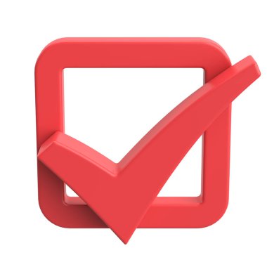 3 boyutlu onay kutusu. İşaretle. 3B illüstrasyon.