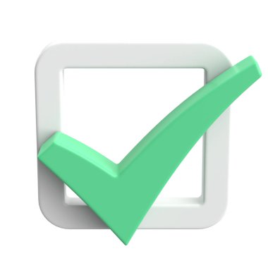 3 boyutlu onay kutusu. İşaretle. 3B illüstrasyon.