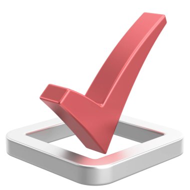 3 boyutlu onay kutusu. İşaretle. 3B illüstrasyon.