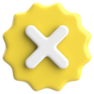 Üç boyutlu kapatma düğmesi. Çapraz. 3B illüstrasyon.