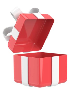 Hediye Kutusu açıldı. Üç boyutlu hediye kutusu. 3B illüstrasyon.