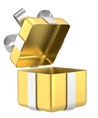 Hediye Kutusu açıldı. Üç boyutlu hediye kutusu. 3B illüstrasyon.