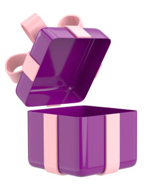 Hediye Kutusu açıldı. Üç boyutlu hediye kutusu. 3B illüstrasyon.