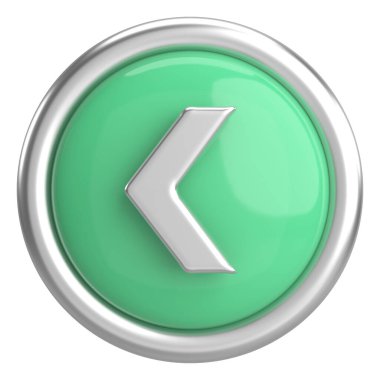 Önceki düğme. Arka düğme. 3B illüstrasyon.