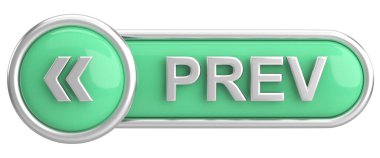 Önceki düğme. Arka düğme. 3B illüstrasyon.