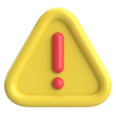 Uyarı işareti. Ünlem işareti. 3B illüstrasyon.