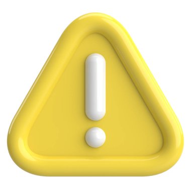 Uyarı işareti. Ünlem işareti. 3B illüstrasyon.