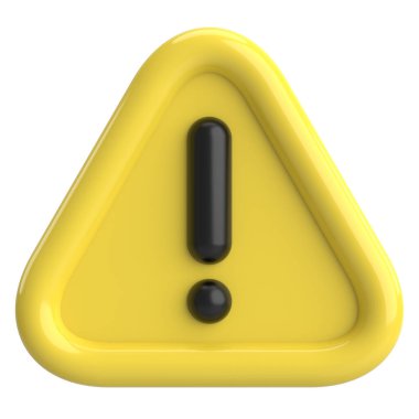 Uyarı işareti. Ünlem işareti. 3B illüstrasyon.