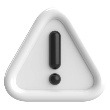 Uyarı işareti. Ünlem işareti. 3B illüstrasyon.