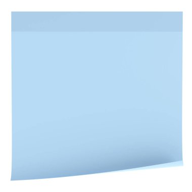 Yapışkan bir not. Üç boyutlu not kağıdı. 3B illüstrasyon.