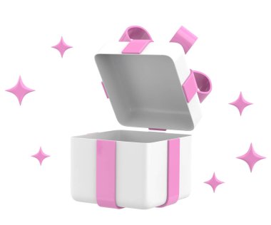 Hediye Kutusu açıldı. Üç boyutlu hediye kutusu. 3B illüstrasyon.