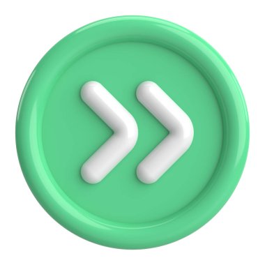 Sonraki düğme. Devam et düğmesi. 3B illüstrasyon.