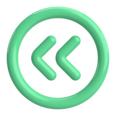 Önceki düğme. Arka düğme. 3B illüstrasyon.