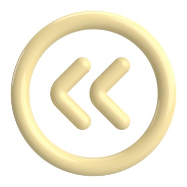 Önceki düğme. Arka düğme. 3B illüstrasyon.