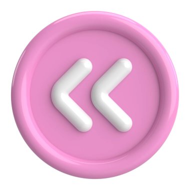 Önceki düğme. Arka düğme. 3B illüstrasyon.