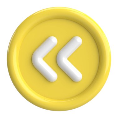 Önceki düğme. Arka düğme. 3B illüstrasyon.