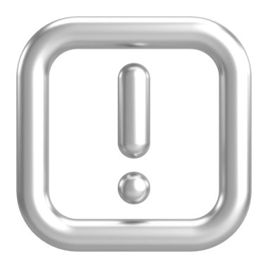 Uyarı işareti. Ünlem işareti. 3B illüstrasyon.